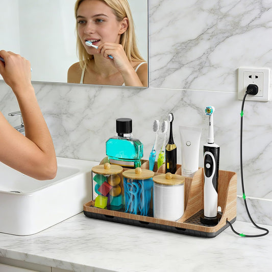 Stylish & Functional Bathroom Counter Organizer Set - Keep Your Space Neat and Tidy!