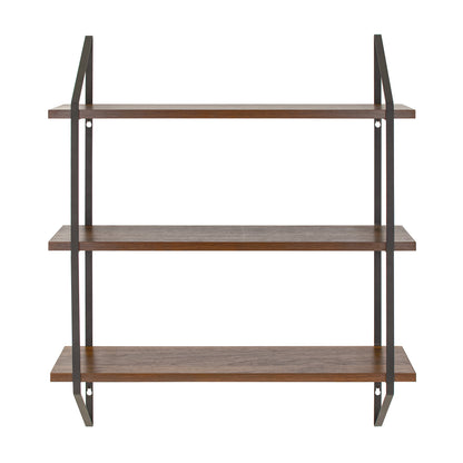 Elevate Your Space with the Stylish 3-Tier Walnut Wood Bracket Shelves