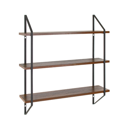 Elevate Your Space with the Stylish 3-Tier Walnut Wood Bracket Shelves