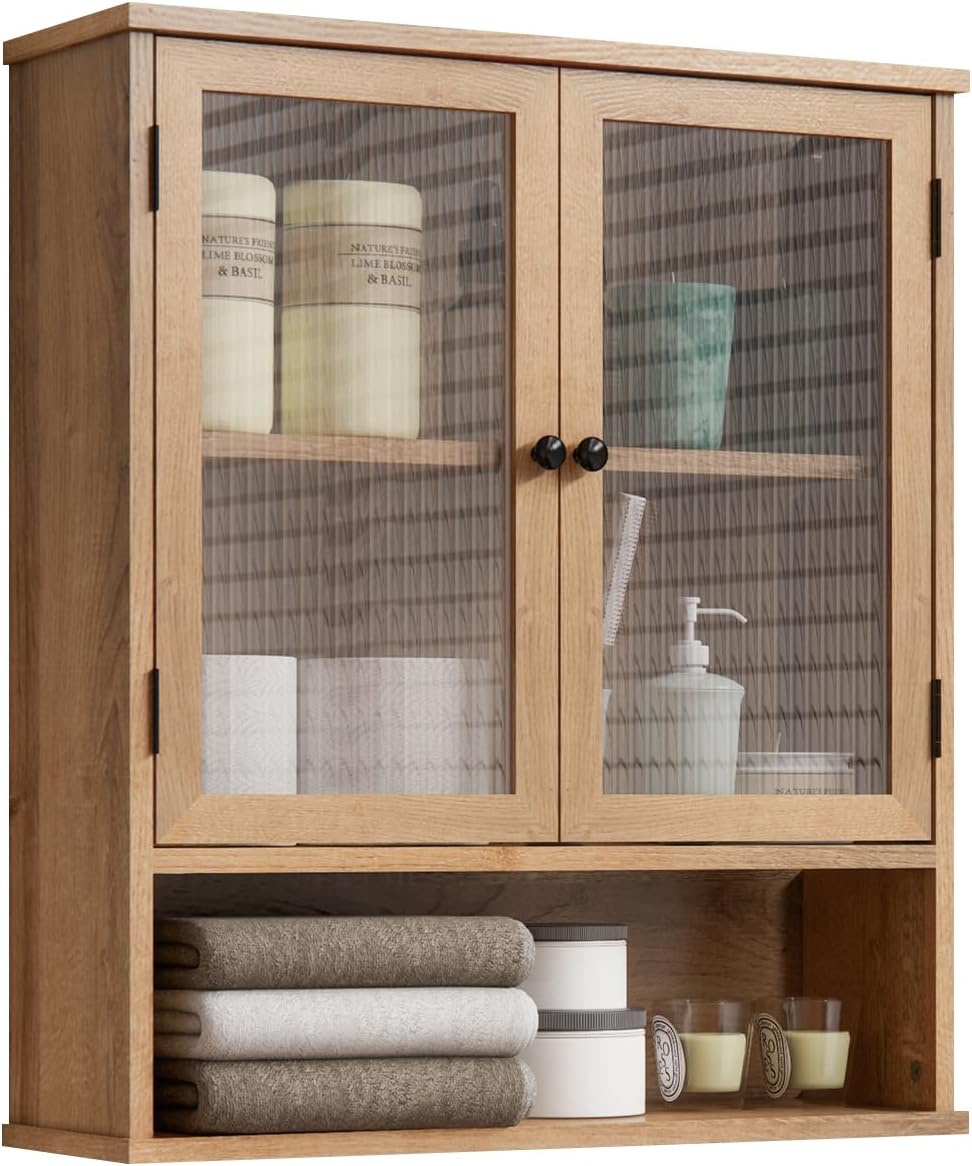 Sleek Modern Bathroom Medicine Cabinet - Wall-Mounted Storage with Glass Doors for a Clutter-Free Space