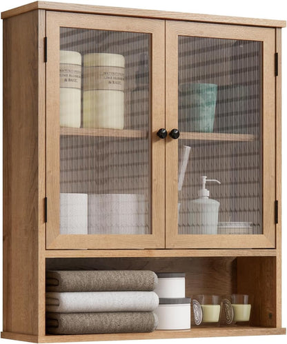 Sleek Modern Bathroom Medicine Cabinet - Wall-Mounted Storage with Glass Doors for a Clutter-Free Space