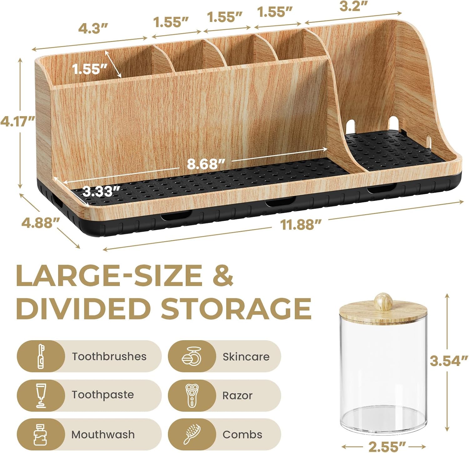 Stylish & Functional Bathroom Counter Organizer Set - Keep Your Space Neat and Tidy!
