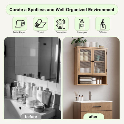 Sleek Modern Bathroom Medicine Cabinet - Wall-Mounted Storage with Glass Doors for a Clutter-Free Space