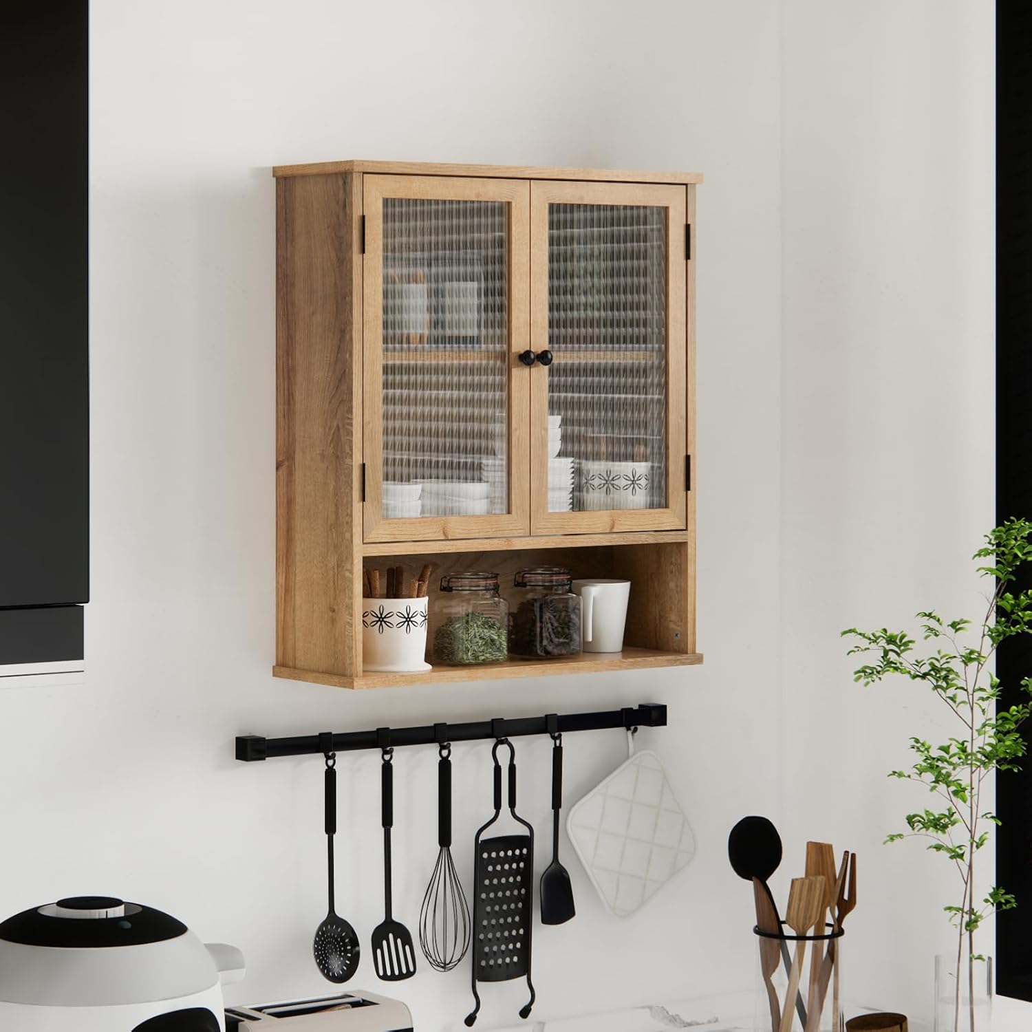 Sleek Modern Bathroom Medicine Cabinet - Wall-Mounted Storage with Glass Doors for a Clutter-Free Space