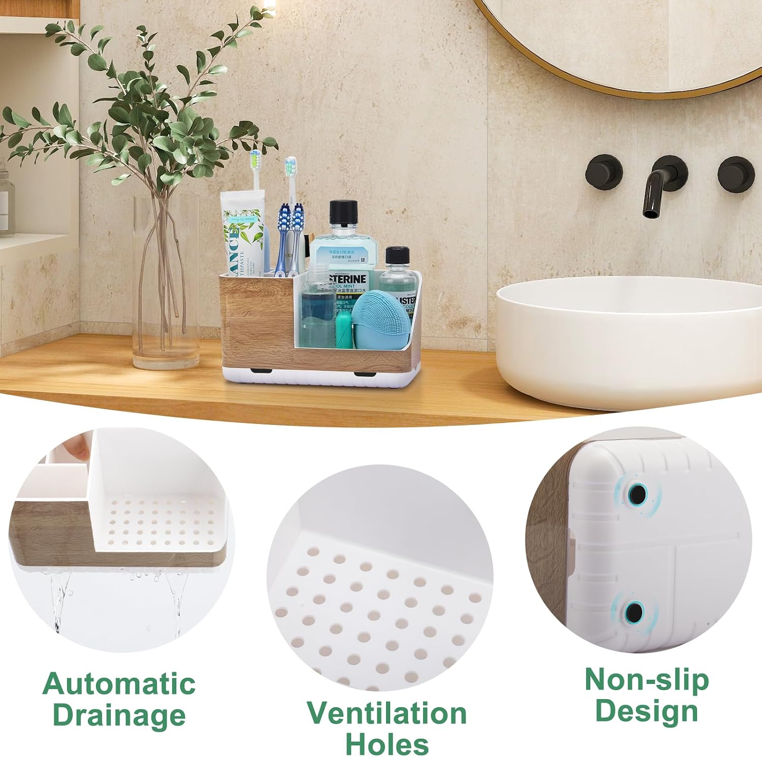 Stylish & Functional Bathroom Counter Organizer Set - Keep Your Space Neat and Tidy!