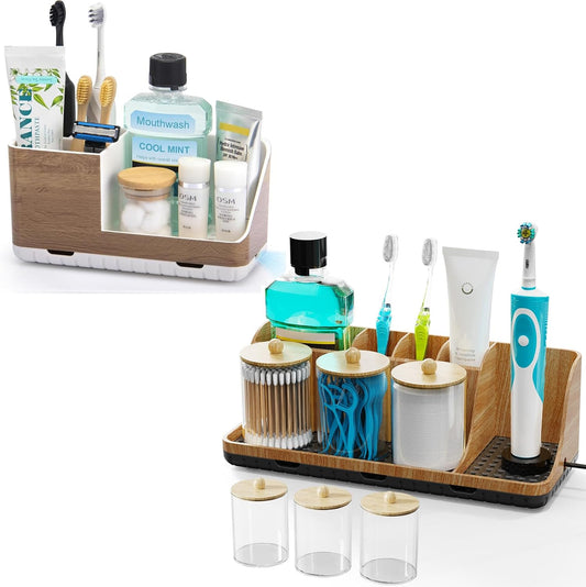 Stylish & Functional Bathroom Counter Organizer Set - Keep Your Space Neat and Tidy!
