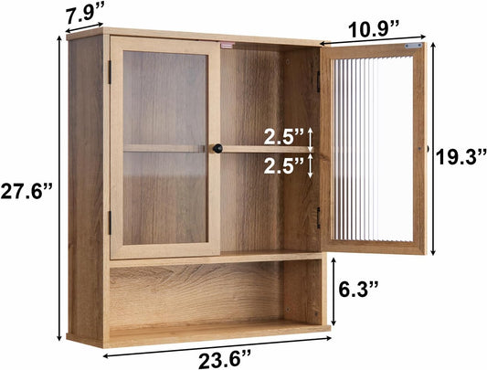 Sleek Modern Bathroom Medicine Cabinet - Wall-Mounted Storage with Glass Doors for a Clutter-Free Space