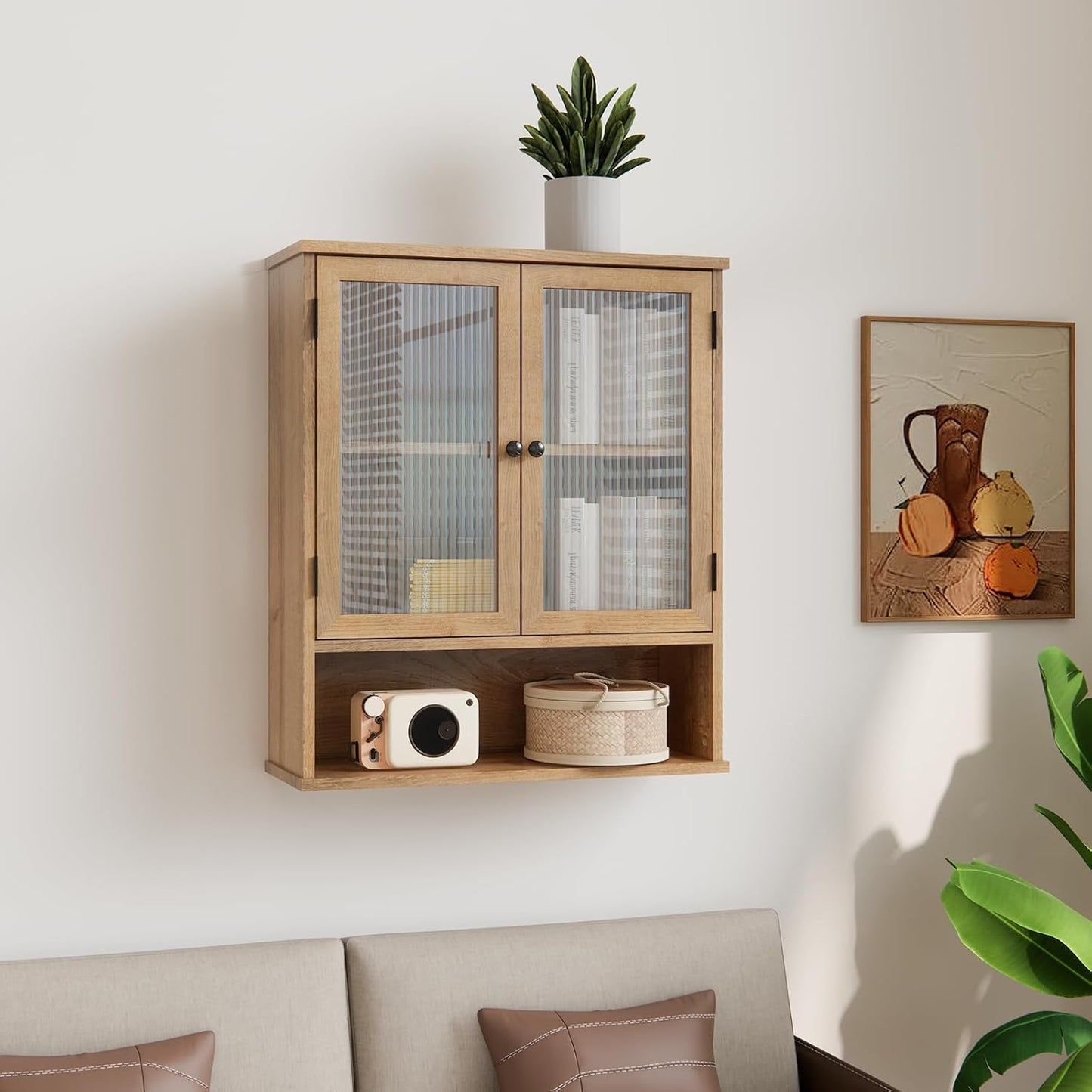 Sleek Modern Bathroom Medicine Cabinet - Wall-Mounted Storage with Glass Doors for a Clutter-Free Space