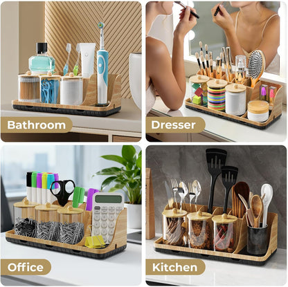 Stylish & Functional Bathroom Counter Organizer Set - Keep Your Space Neat and Tidy!