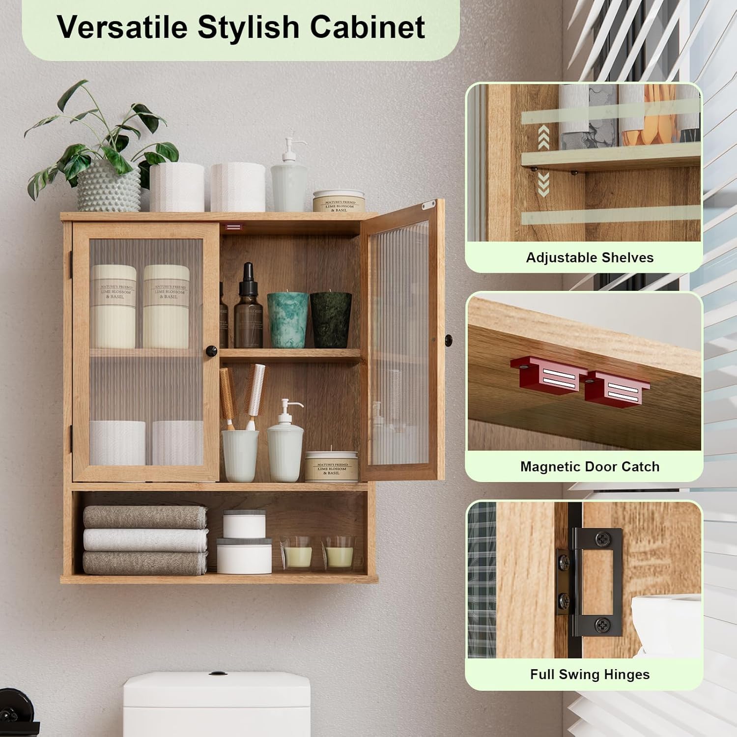 Sleek Modern Bathroom Medicine Cabinet - Wall-Mounted Storage with Glass Doors for a Clutter-Free Space