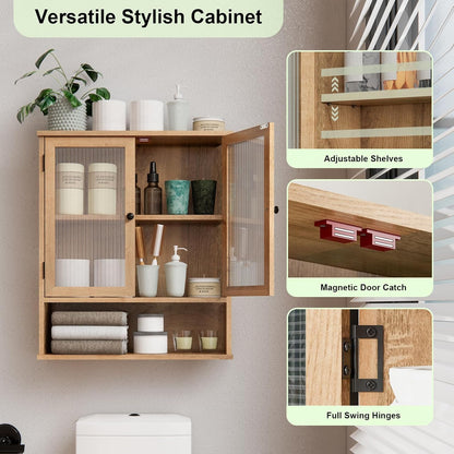 Sleek Modern Bathroom Medicine Cabinet - Wall-Mounted Storage with Glass Doors for a Clutter-Free Space