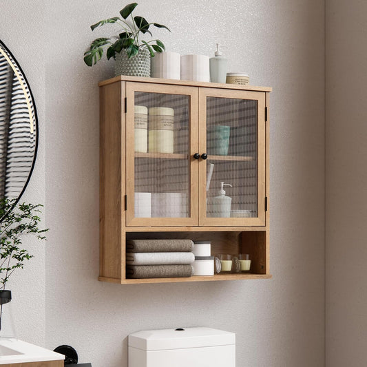 Sleek Modern Bathroom Medicine Cabinet - Wall-Mounted Storage with Glass Doors for a Clutter-Free Space