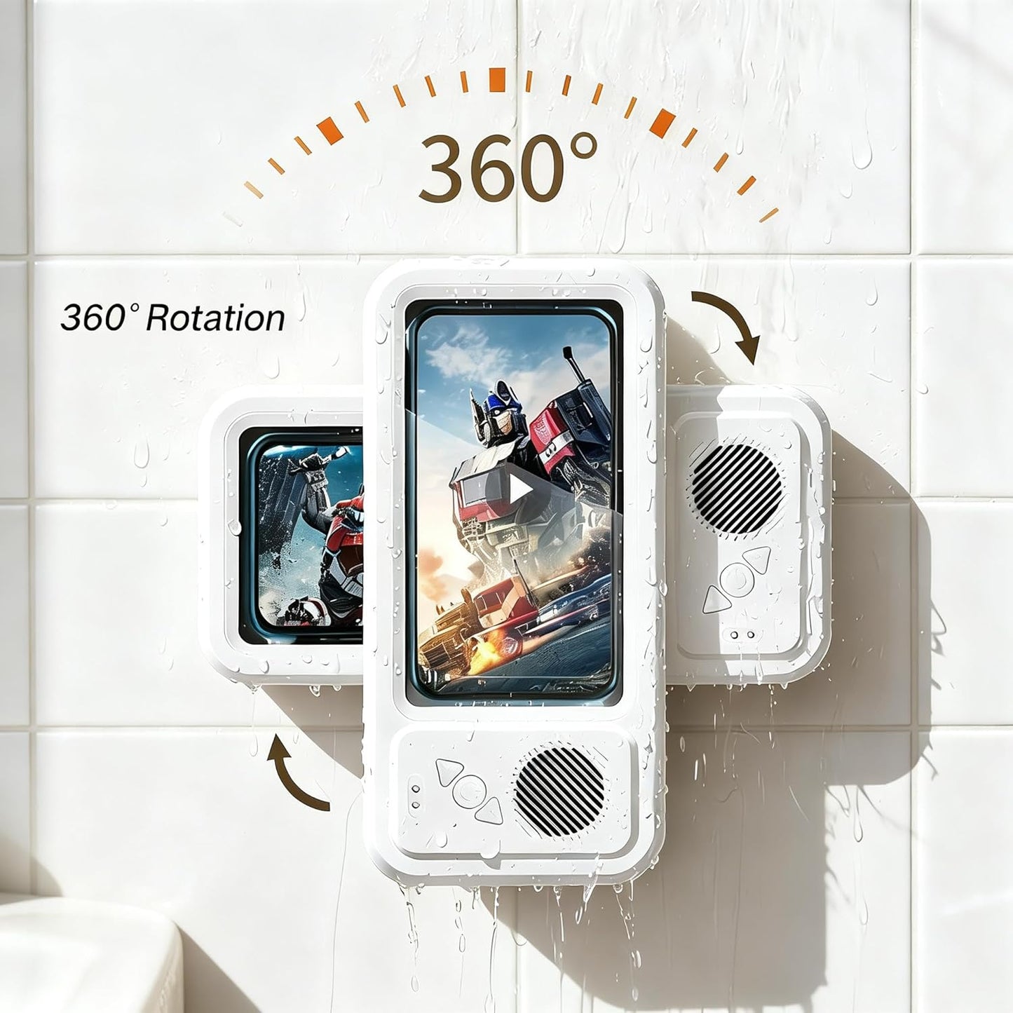 Experience Ultimate Shower Relaxation with Our Waterproof Phone Holder & Bluetooth Speaker - 360° Rotatable Design for Endless Entertainment!