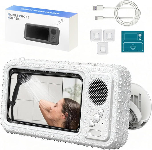 Experience Ultimate Shower Relaxation with Our Waterproof Phone Holder & Bluetooth Speaker - 360° Rotatable Design for Endless Entertainment!